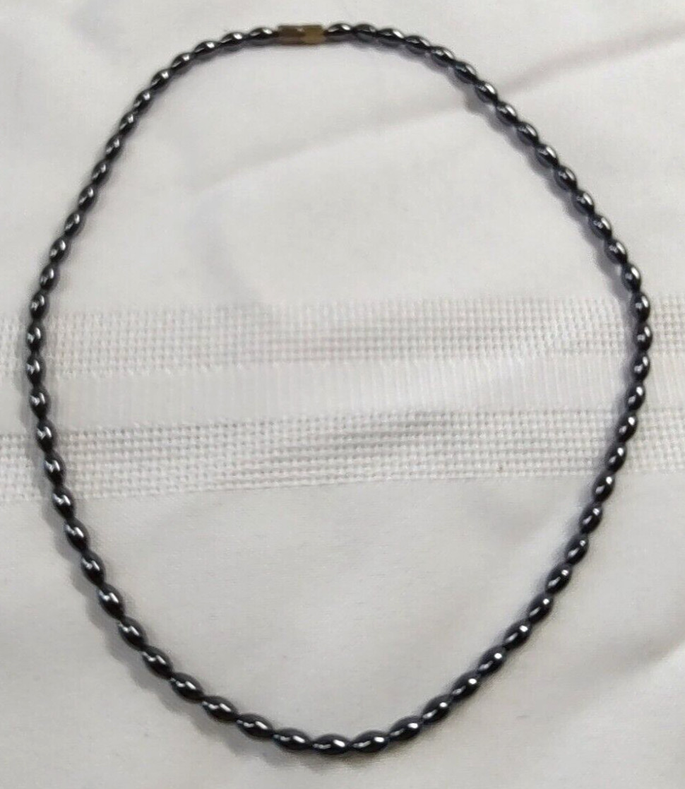 Smooth Bead Choker Necklace Hematite Graphite Color Grunge Boho Goth Screw Close