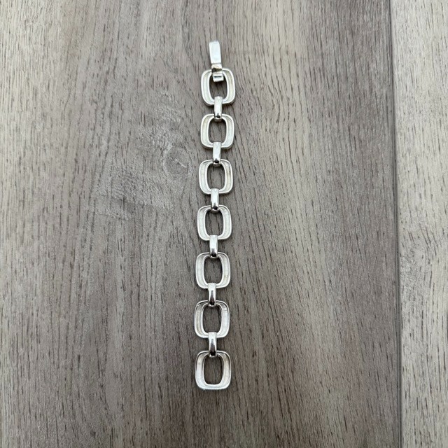 VTG Chunky Sterling Silver Geometric Link Bracelet 925 Heavy Modernist 44g