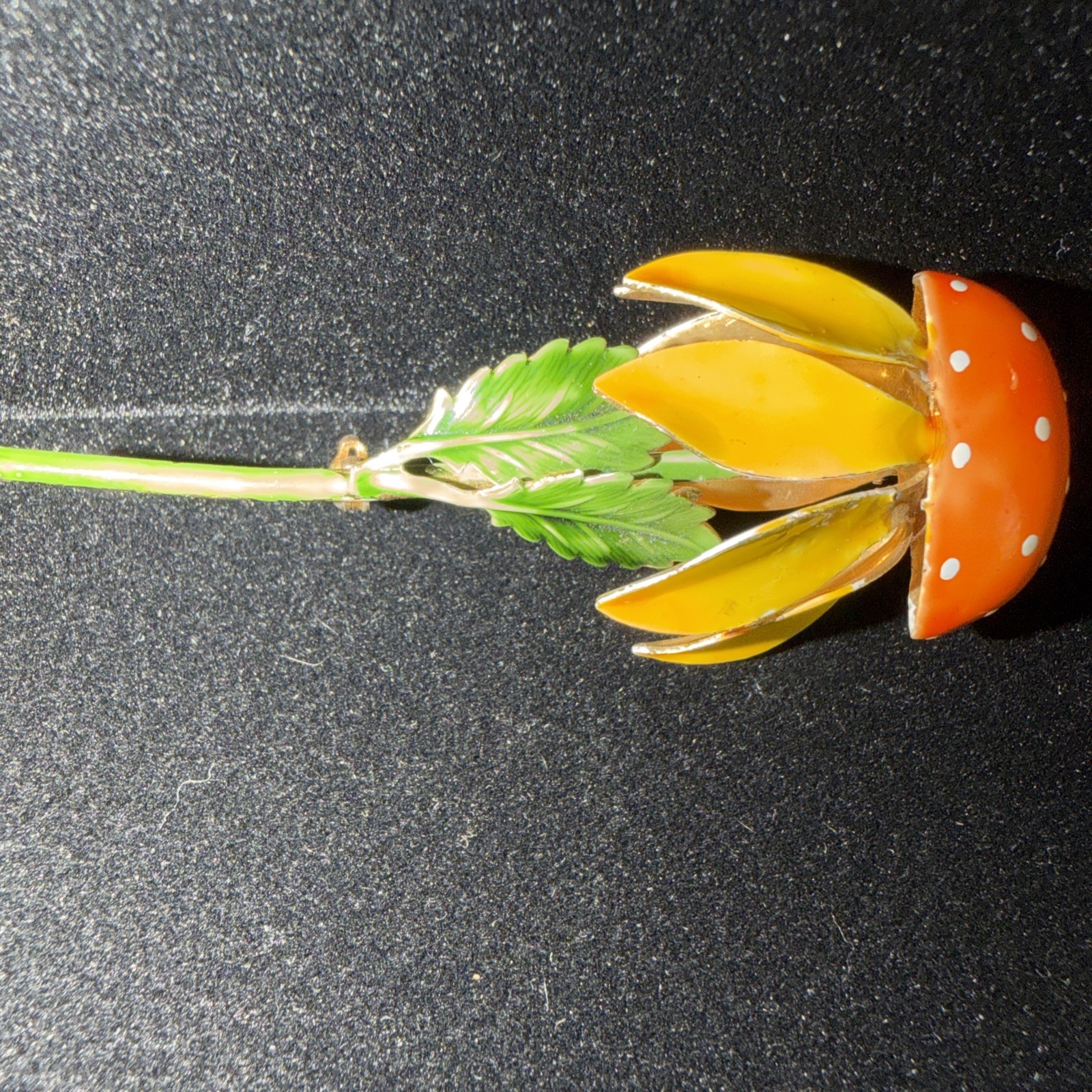 Original by Robert Enamel Flower Brooch Pin Yellow and Orange Daisy SPRING -READ