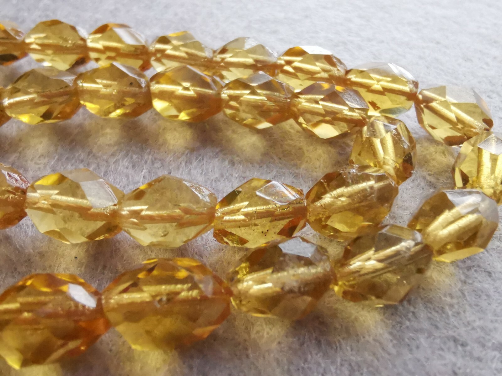 Vintage Art Deco Czech Glass Amber Color Beaded Necklace