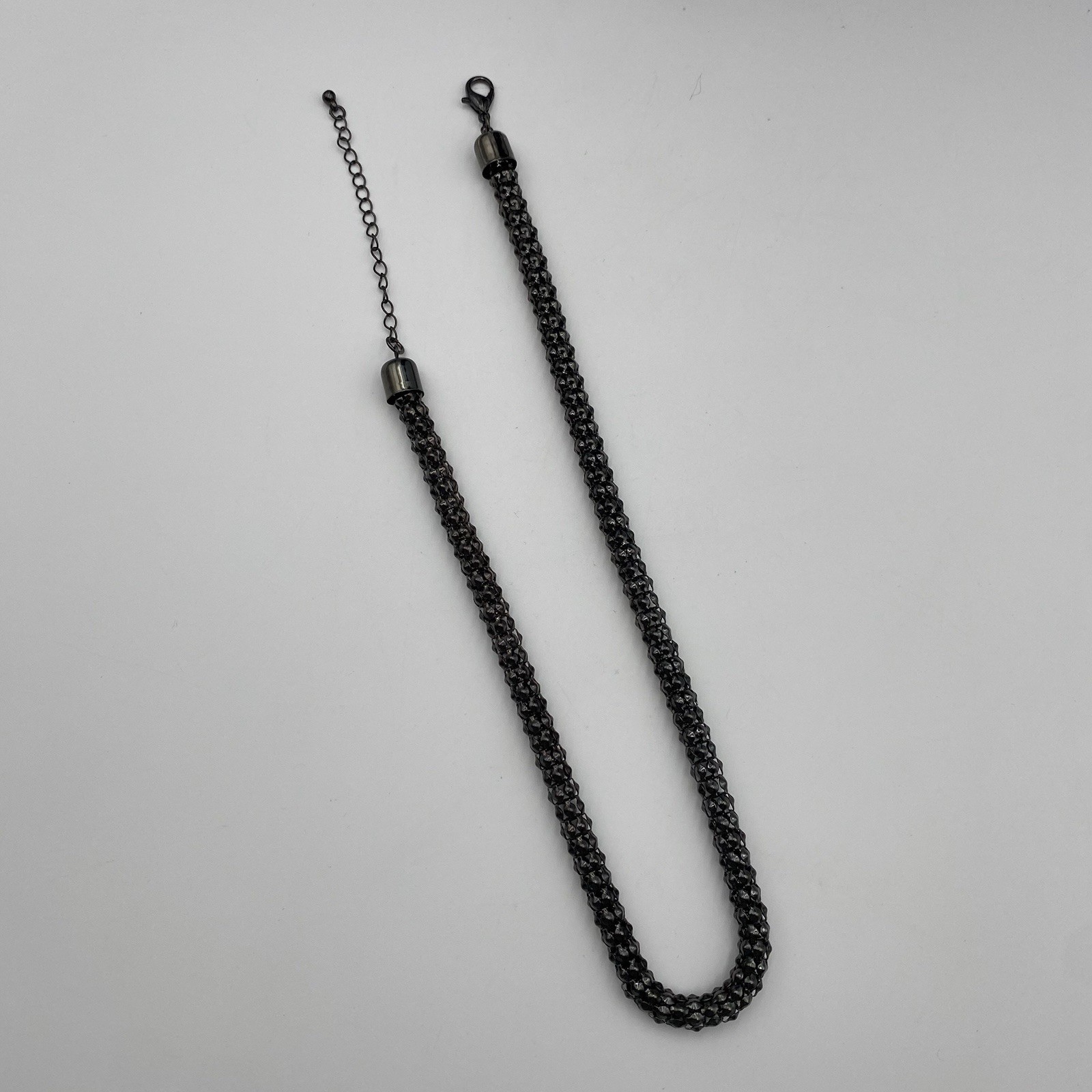 Black Gun Metal Snake Rope Chain Necklace 17″ Lobster Claw Clasp