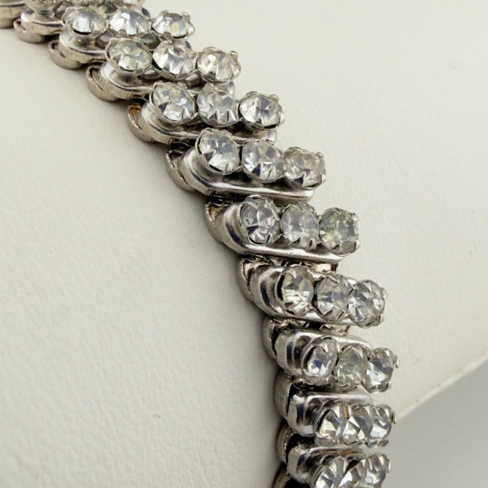 Vintage Rhinestone Expansion Bracelets Set of 2 Stretch Silver/Gold Tone 3 Row