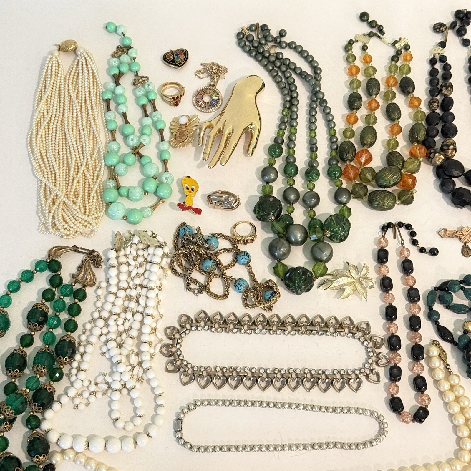 Vintage Estate Jewlery Lot & Box Monet Trifari West Germany Chunky Clip Earrings