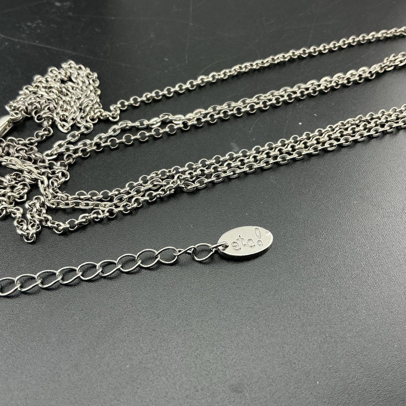 Vtg Necklace Tiered SilverT Metal Fringe 3 Strand Boho Chic Fashion Trend 18-21”