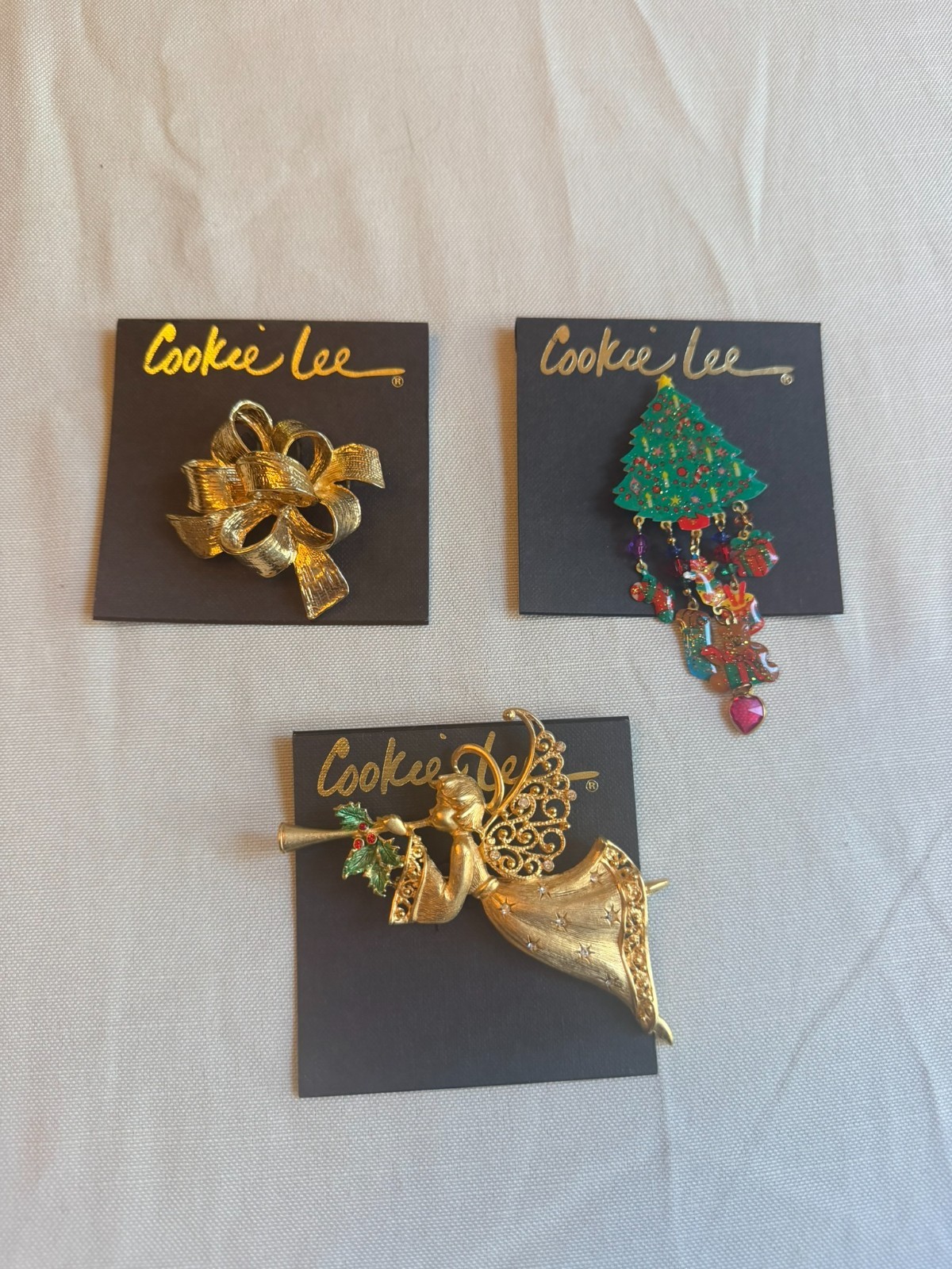 Vintage Cookie Lee Jewelry Christmas Collection Earrings and Pins