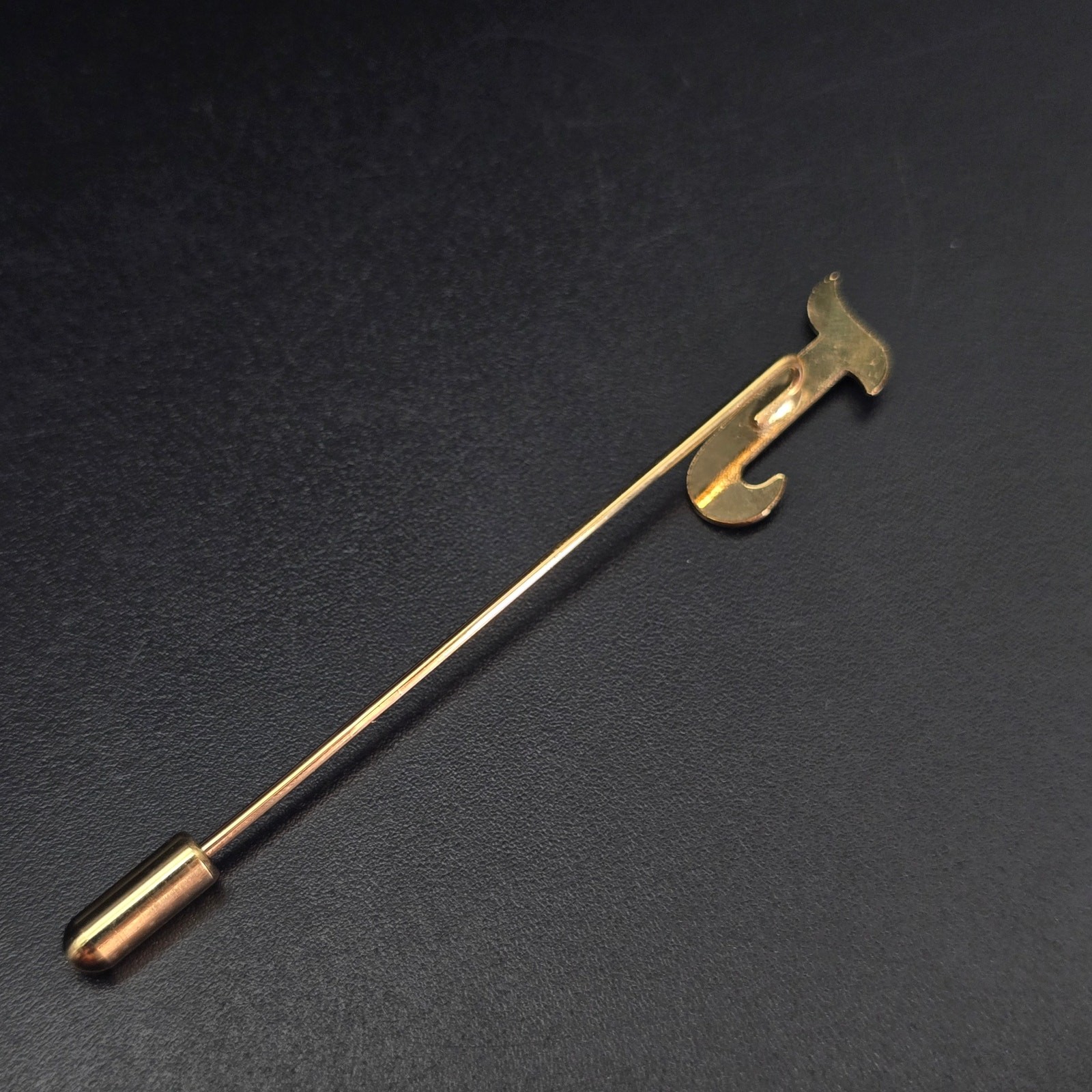 Vintage Gold Tone Letter J Initial Stick Pin Timeless Classic New Old Stock