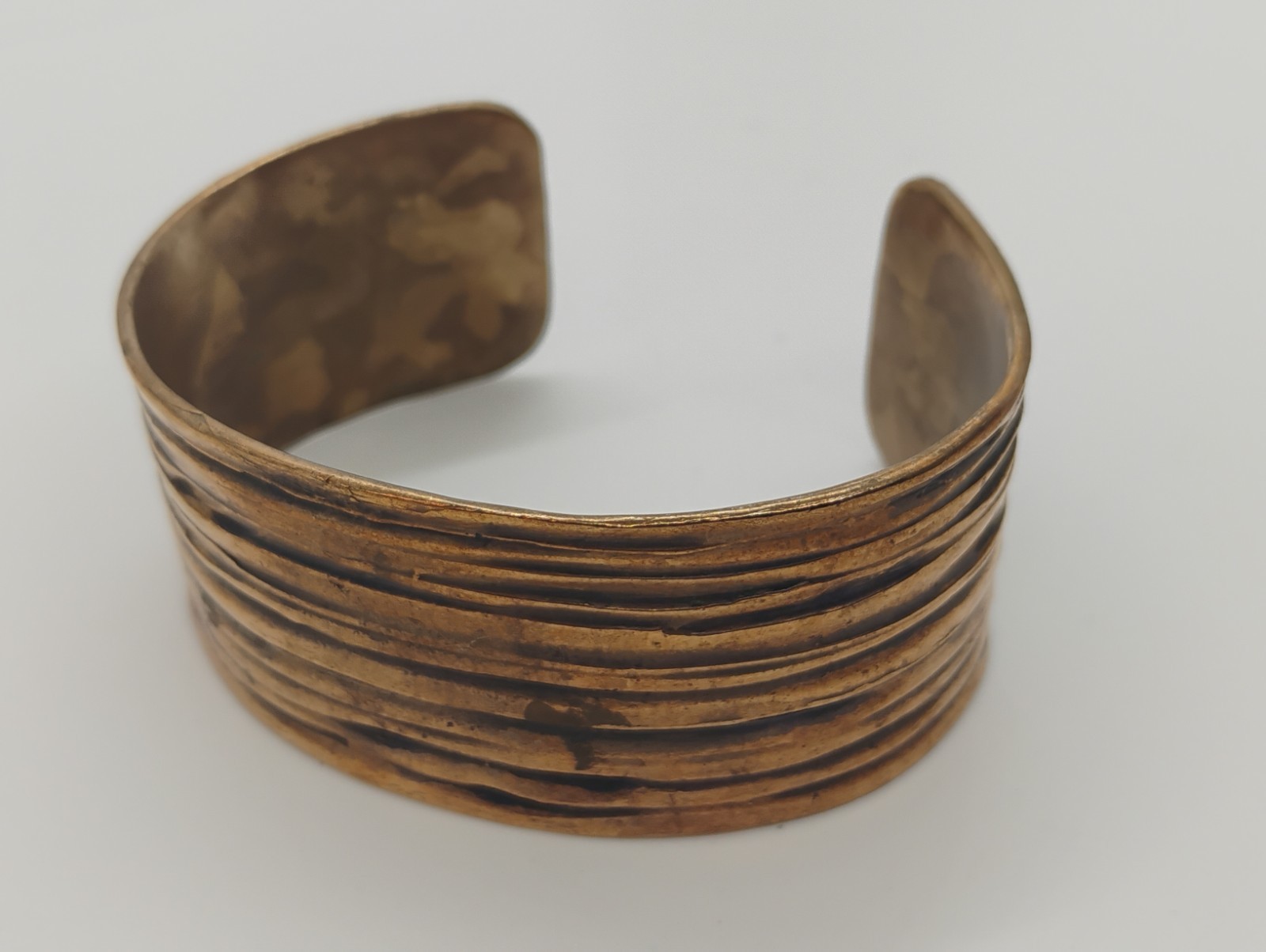 Artistic Mid-Century Modernist Copper Wave Cuff Bracelet
