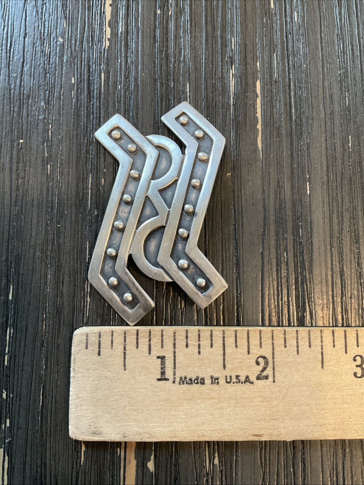 Mid-Century Modern Sterling Silver Pin Taxco Mexico A.P. Alvarez 2.5″ Abstract