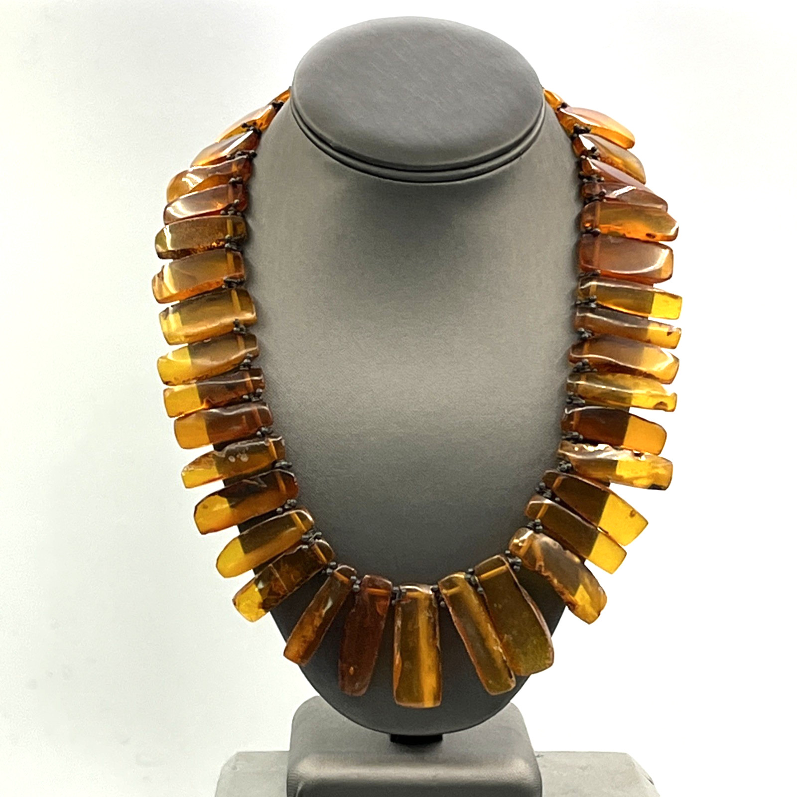Vintage Natural Baltic Honey Amber Beaded Bib Statement Necklace 20″