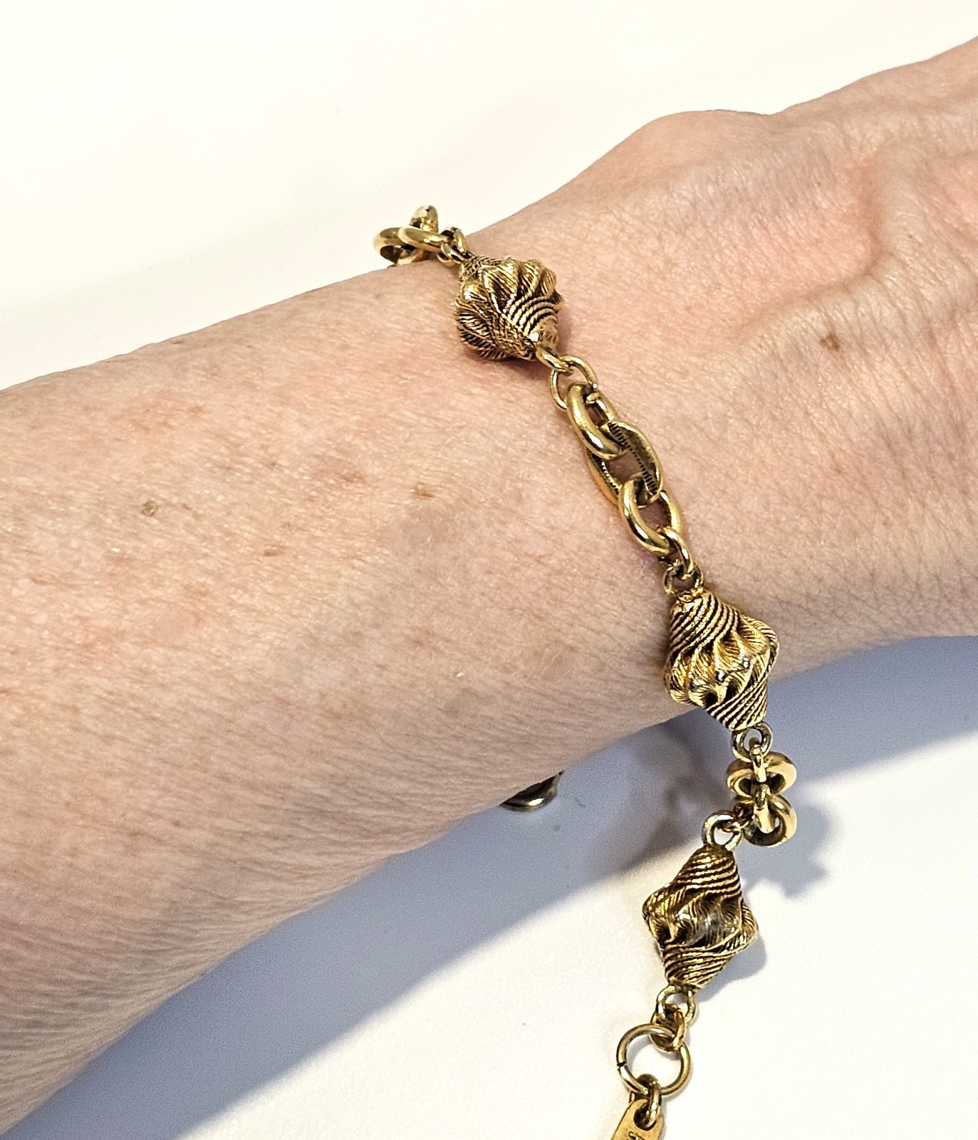 Vintage Florenza bracelet gold tone bicone beads signed