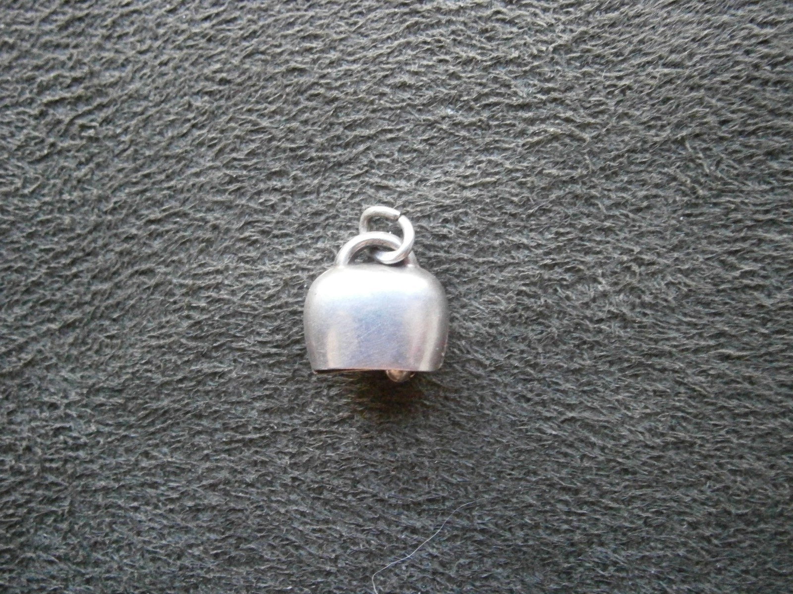 TINY Rose Flowers Cow Bell Vintage 800 Silver Guilloche Enamel Charm Pendant