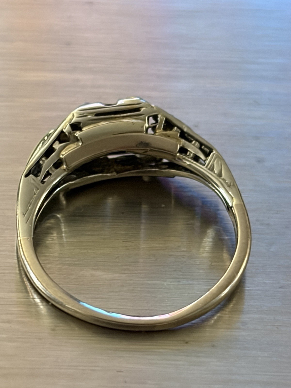 Vintage 10k White Gold OLD EUROPEAN CUT DIAMOND Art Deco Ring Size 4.5