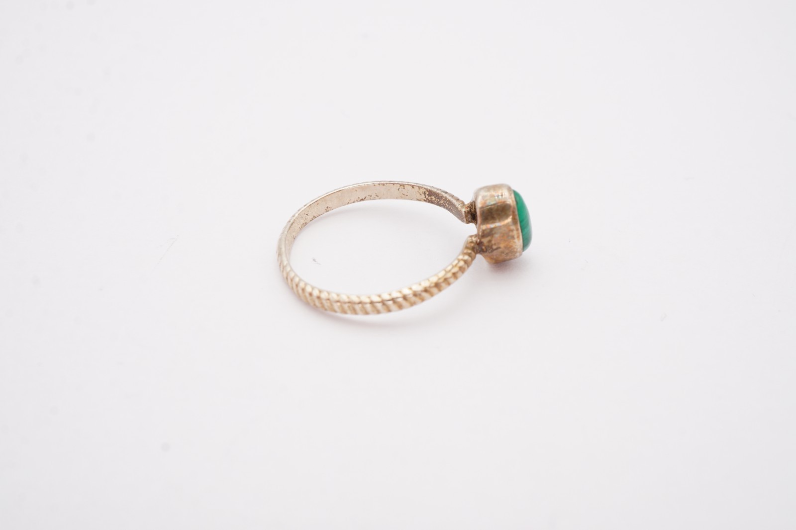 Vintage Sterling Silver 925 Malachite Ring Size 4.25
