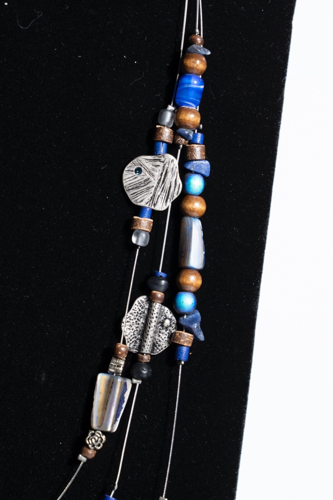 Coldwater Creek Colorful 19 in Necklace 3 Strand Wire Beads, Stones, Accents