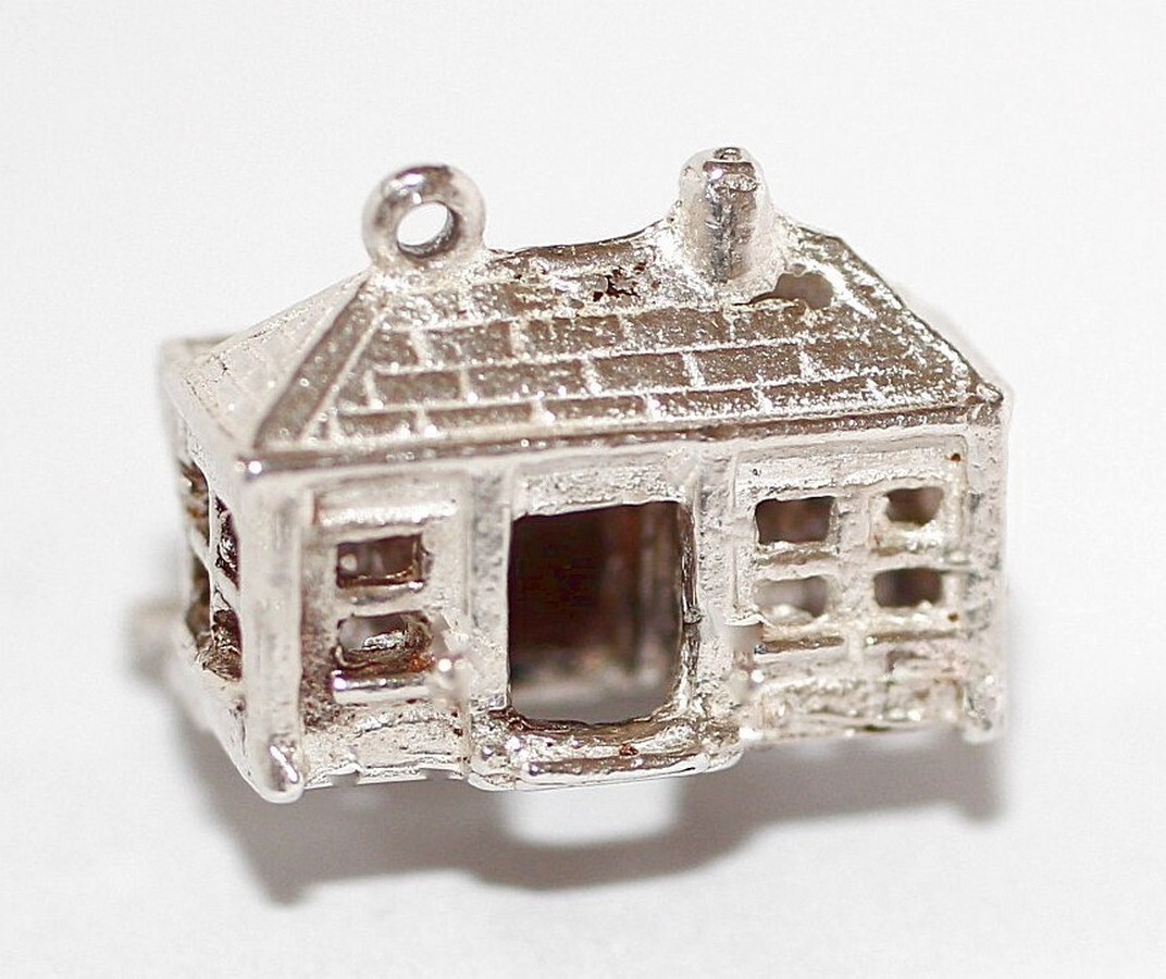Rare Vintage MOVING Sterling Silver Train At Station Bracelet Charm 4.3g