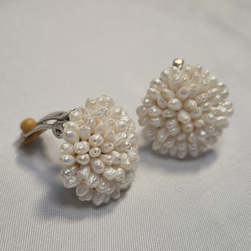 Fresh Water Pearl Clipon Earrings Vintage New Old Stock