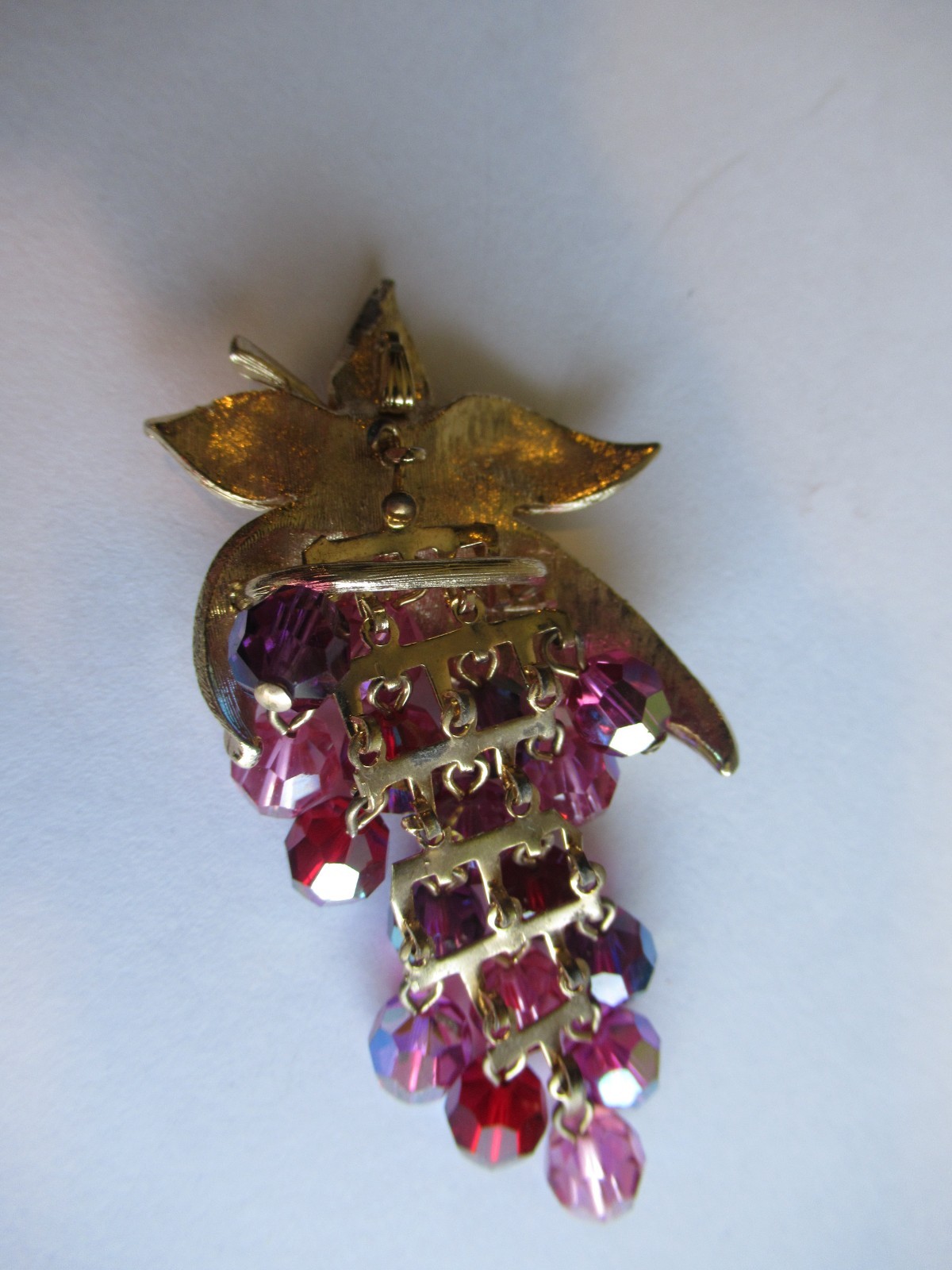 Vintage Hot Pink AB Crystal Grape Dangle Pendant