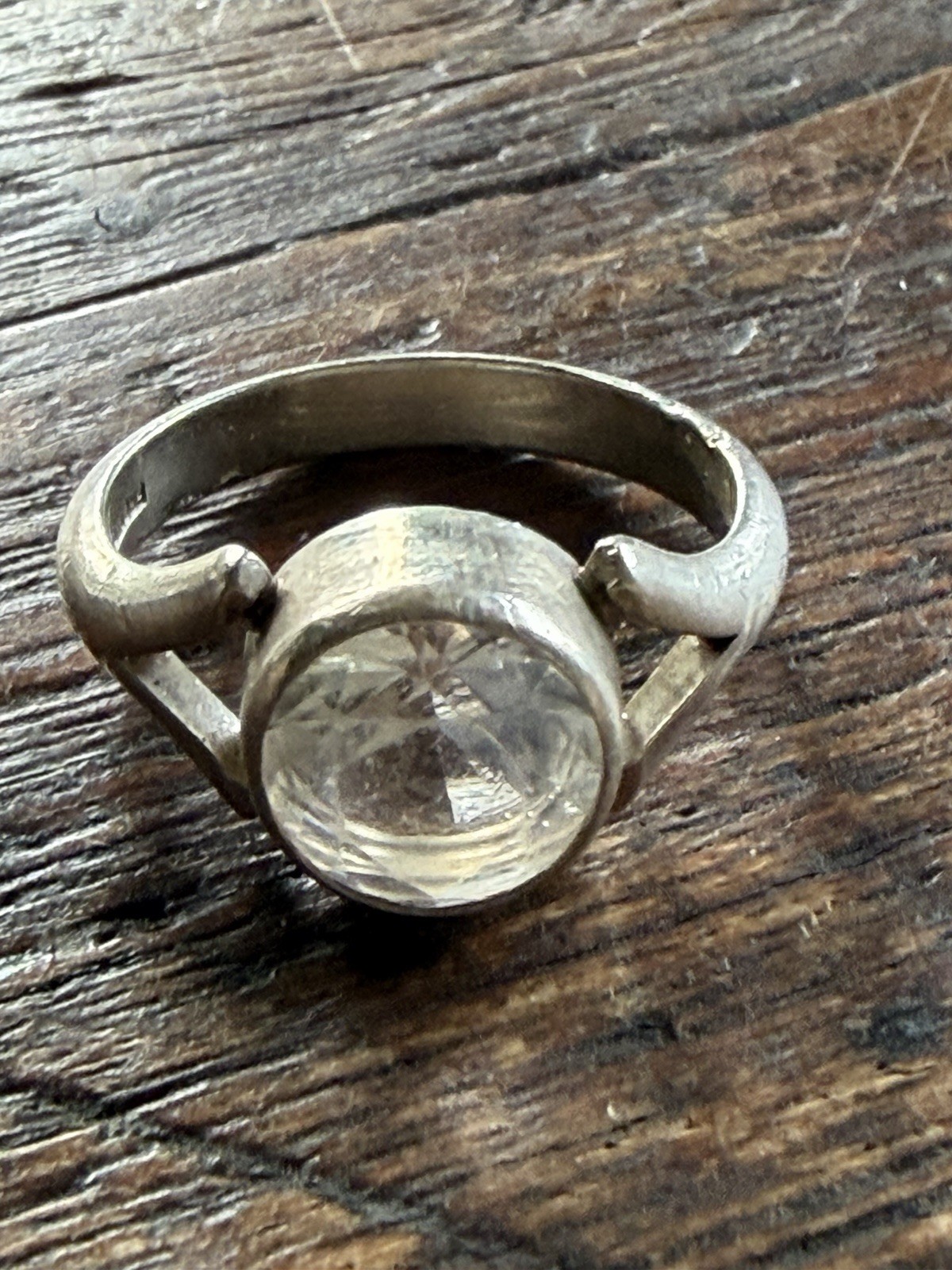 N.E From Vintage Denmark 925S Sterling Silver Modernist Ring Rock Crystal 4