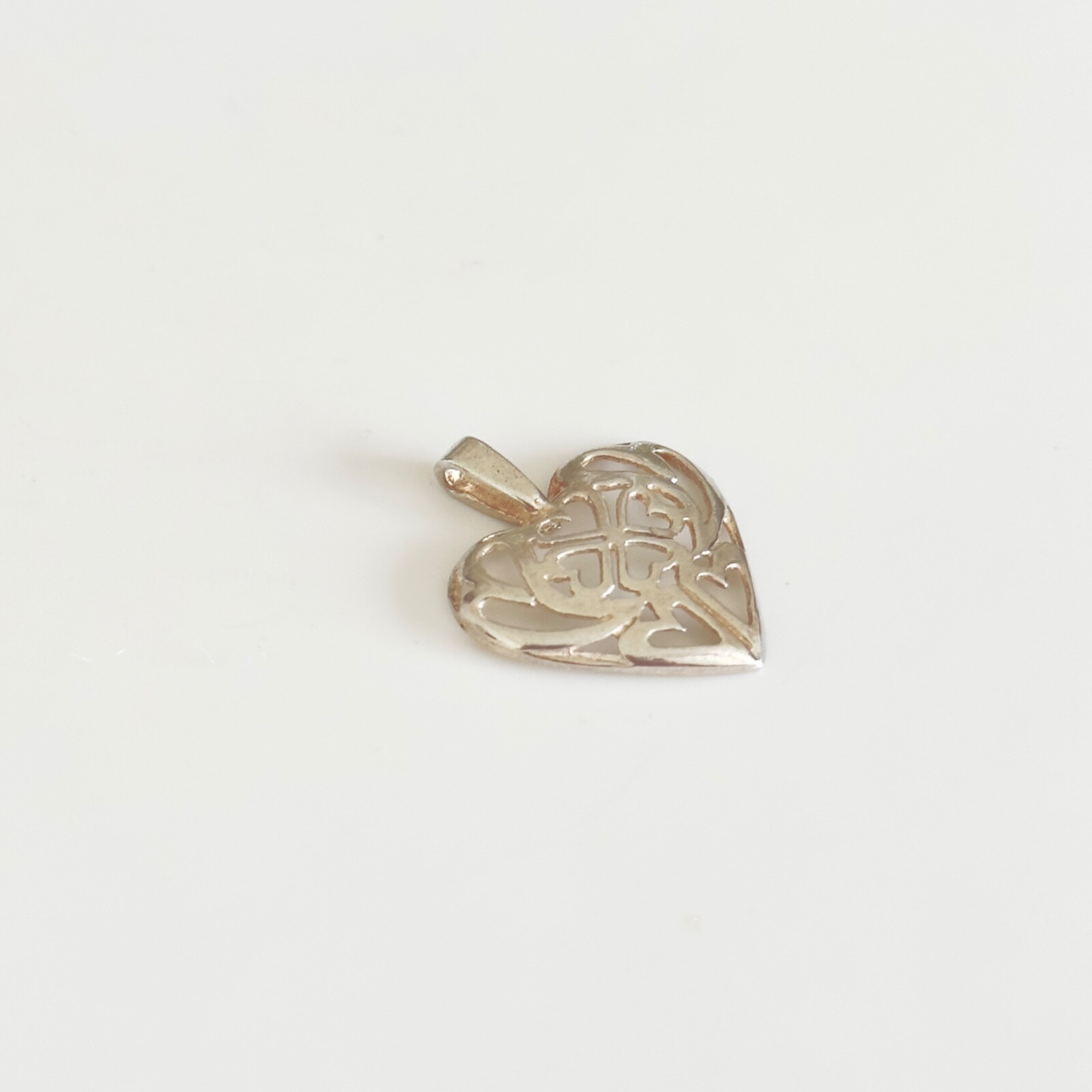 Vintage 925 Sterling Silver Openwork Hearts Love Themed Pendant