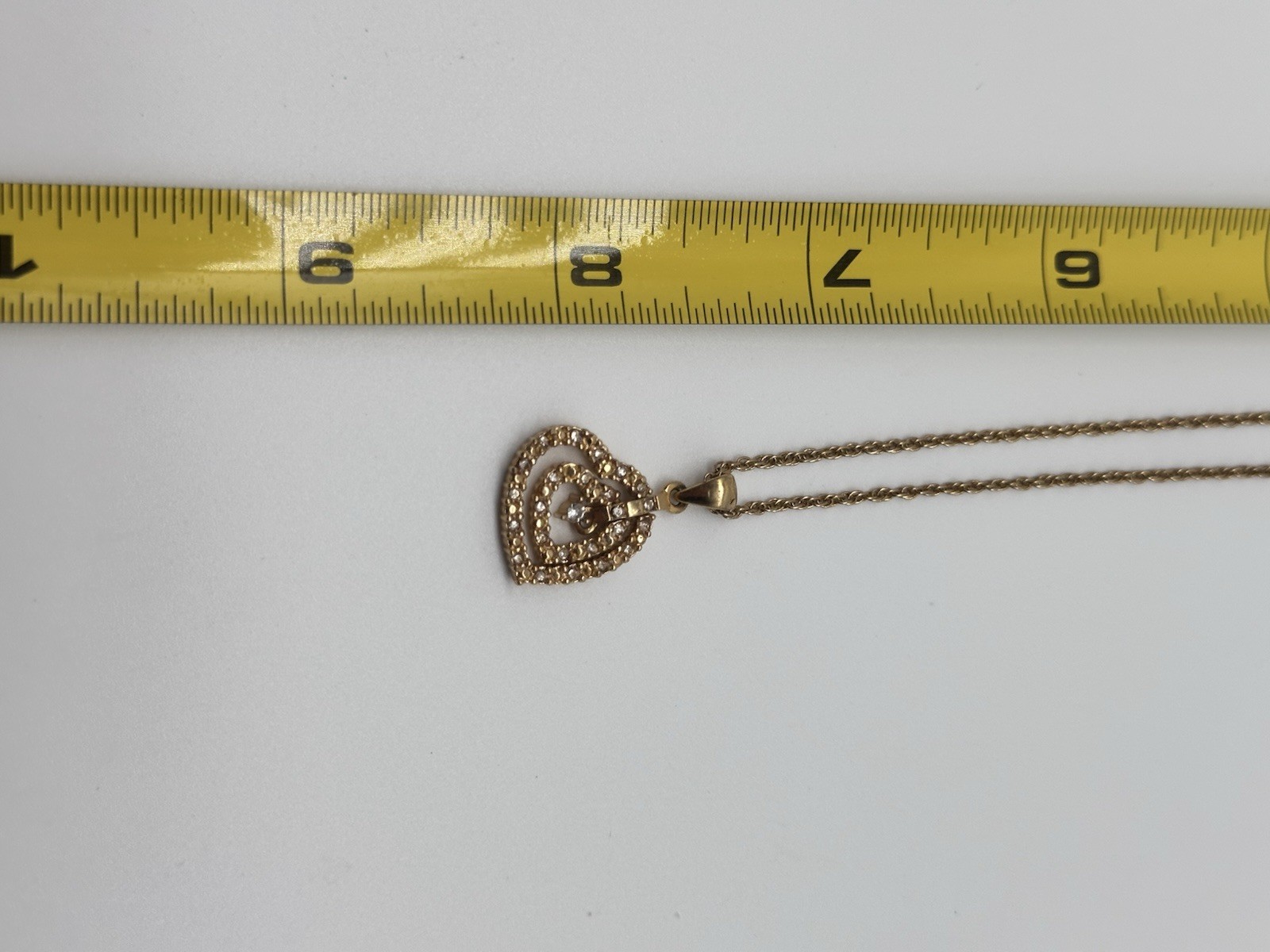Avon Triple Heart Pendant Gold Tone And CZ Chain Necklace Graduated Open Hearts