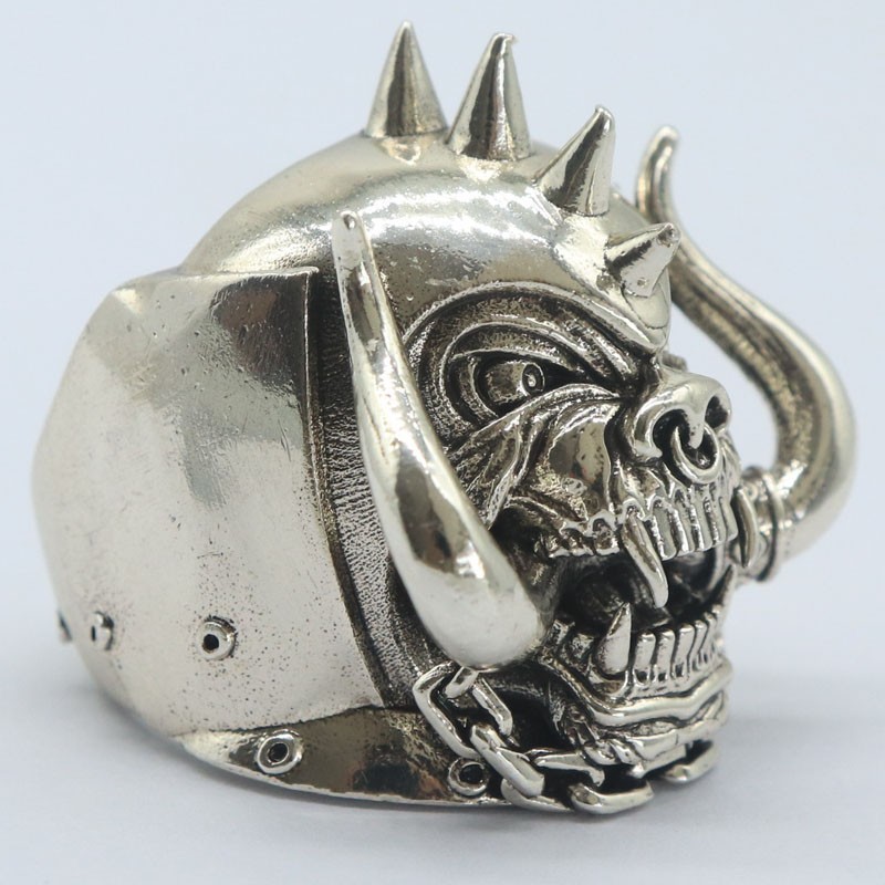 Buy 4 Get 1 Free 3D Motorhead Warpig Skull Mens Present Silver Rings