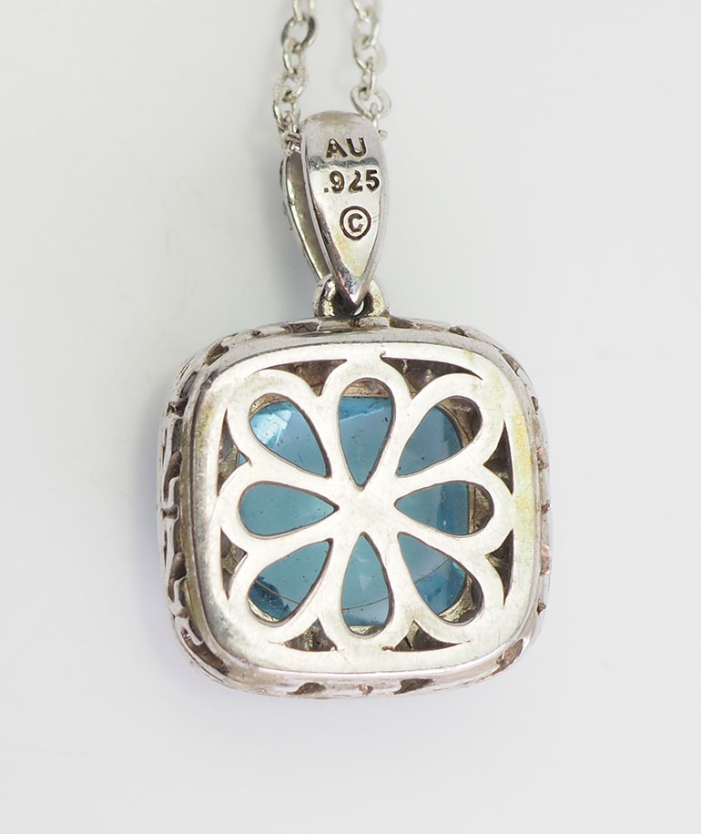 Sterling silver and blue crystal elegant pendant
