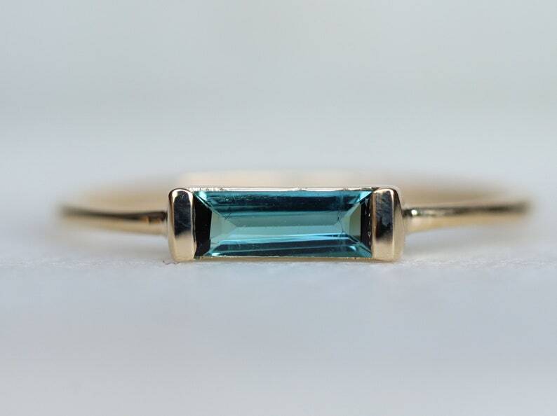 Indicolite Blue Tourmaline Ring Engagement Ring Wedding Ring Dainty Ring Gifts