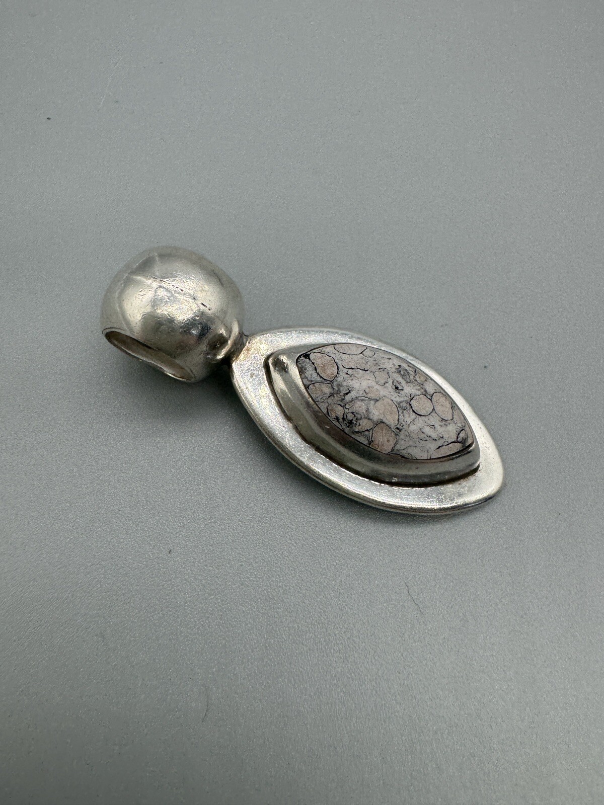 Vintage 925 Sterling Silver Mexico ATI Oval Crazy Lace Agate Amazing Pendant