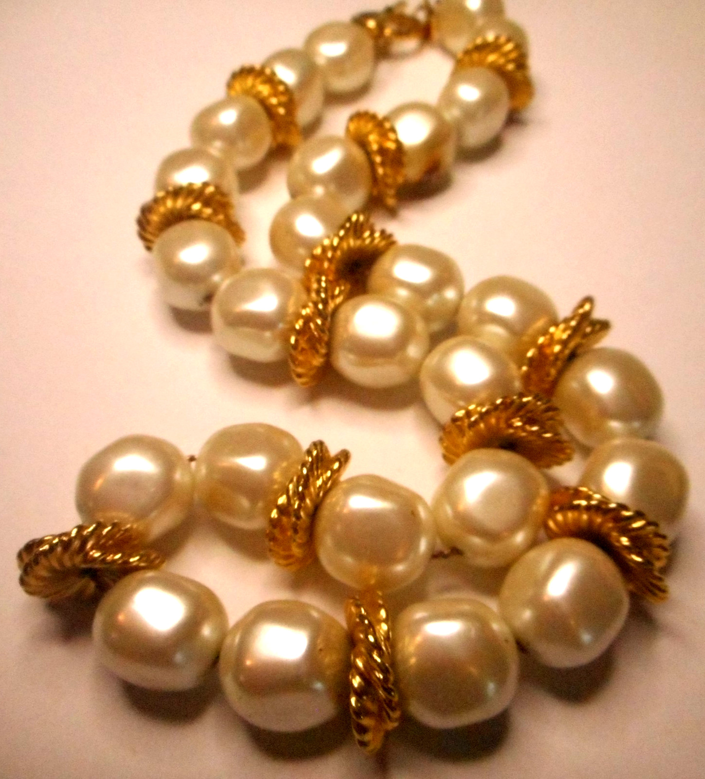 Vintage Signed ANNE KLEIN Chunky Faux Pearl Statement Necklace