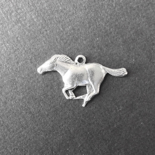 40044 4 Pc Matte Silver Oxidized Running Horse Charm Jewelry Finding