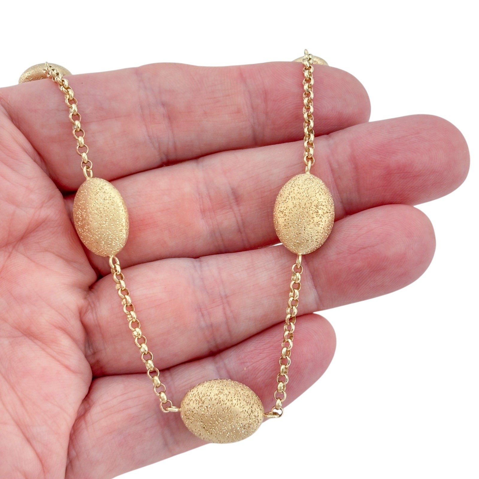 Vintage Charles Garnier Gold-Tone Oval Bead Station Necklace 16″, 17″, 18″