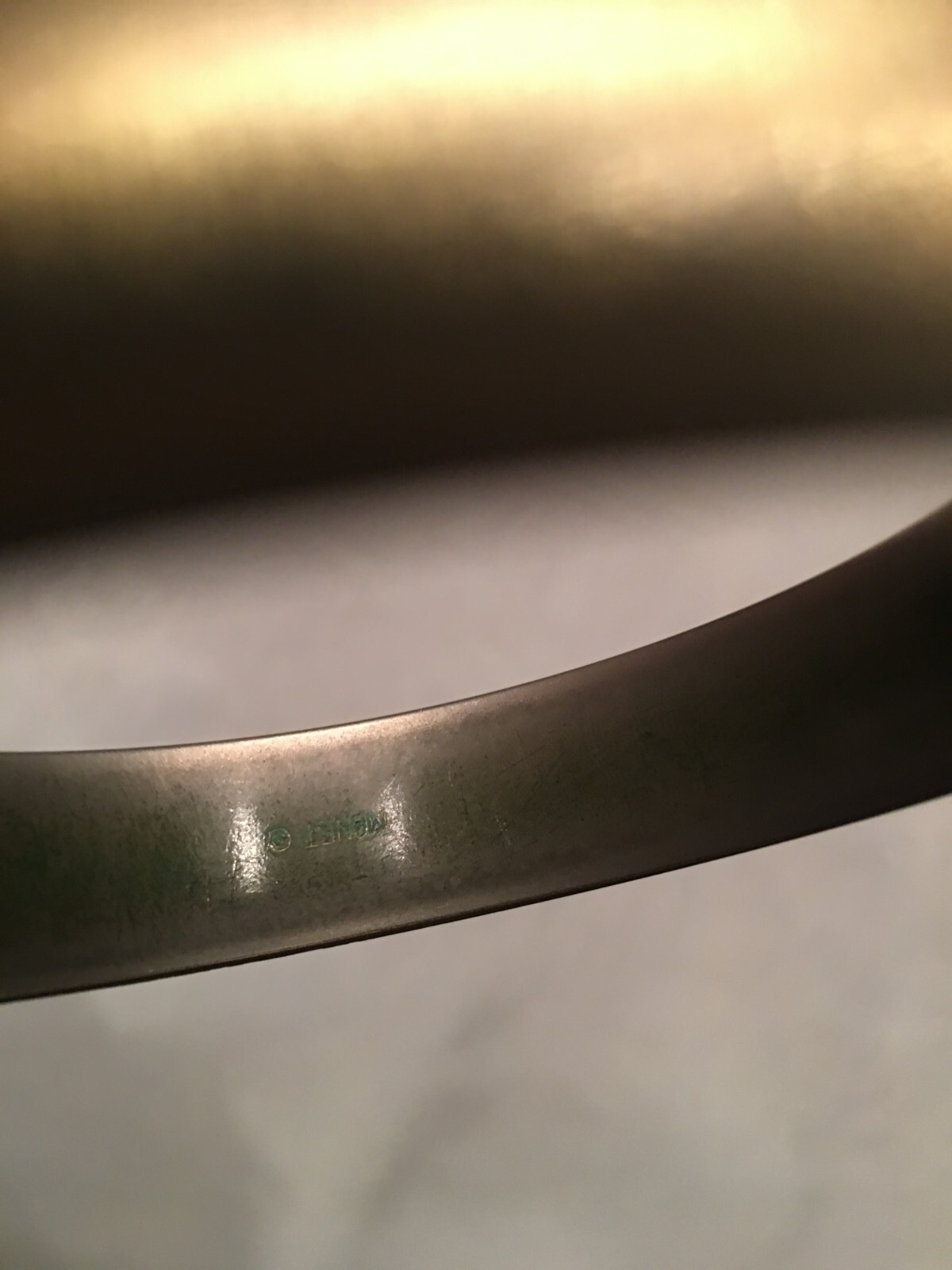 Vtg. Monet Brushed Gold Tone Heavy Bangle Bracelet Approximately 1/2 Inch Wide