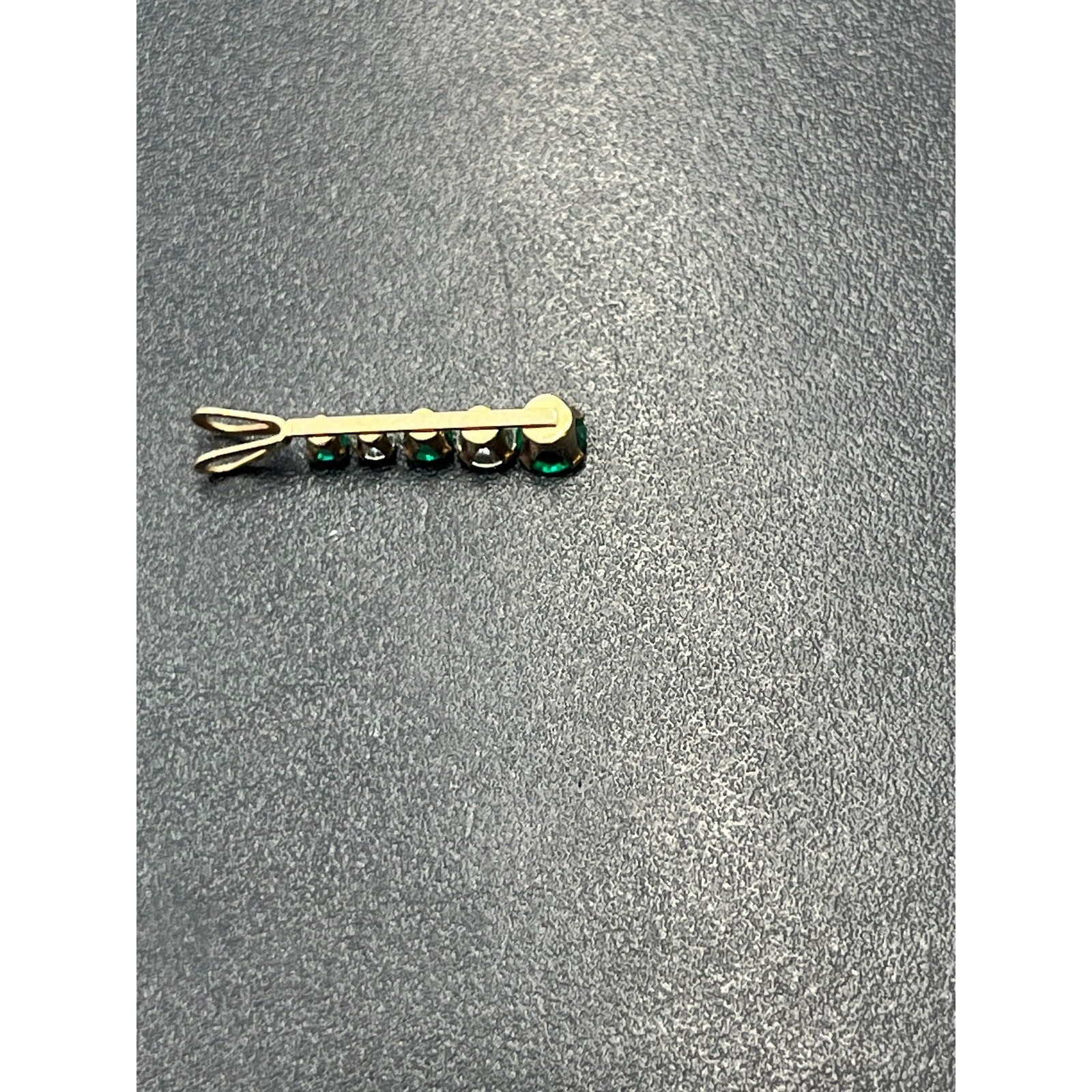 10k Yellow Gold Round Prong Set Emerald and CZ Linear Vertical May Pendant