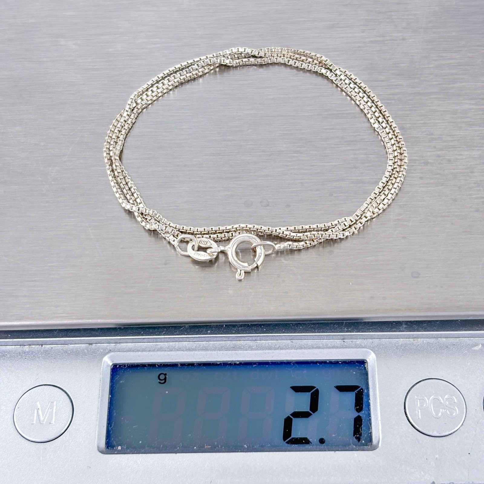 Vintage Italy Sterling Silver 925 Box Chain Necklace 16.5″