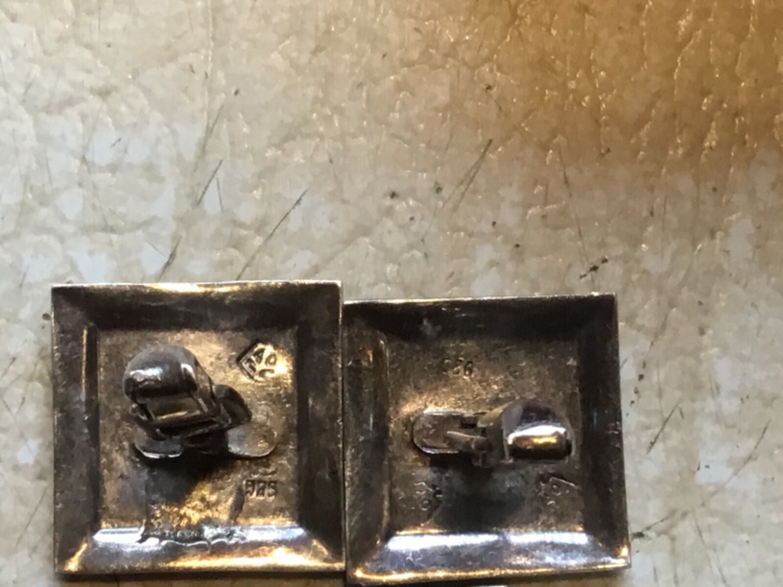 XXX RARE Vintage 925 Sterling SILVER Gold AZTEC Cuff Links Tie Clip hallmark SET