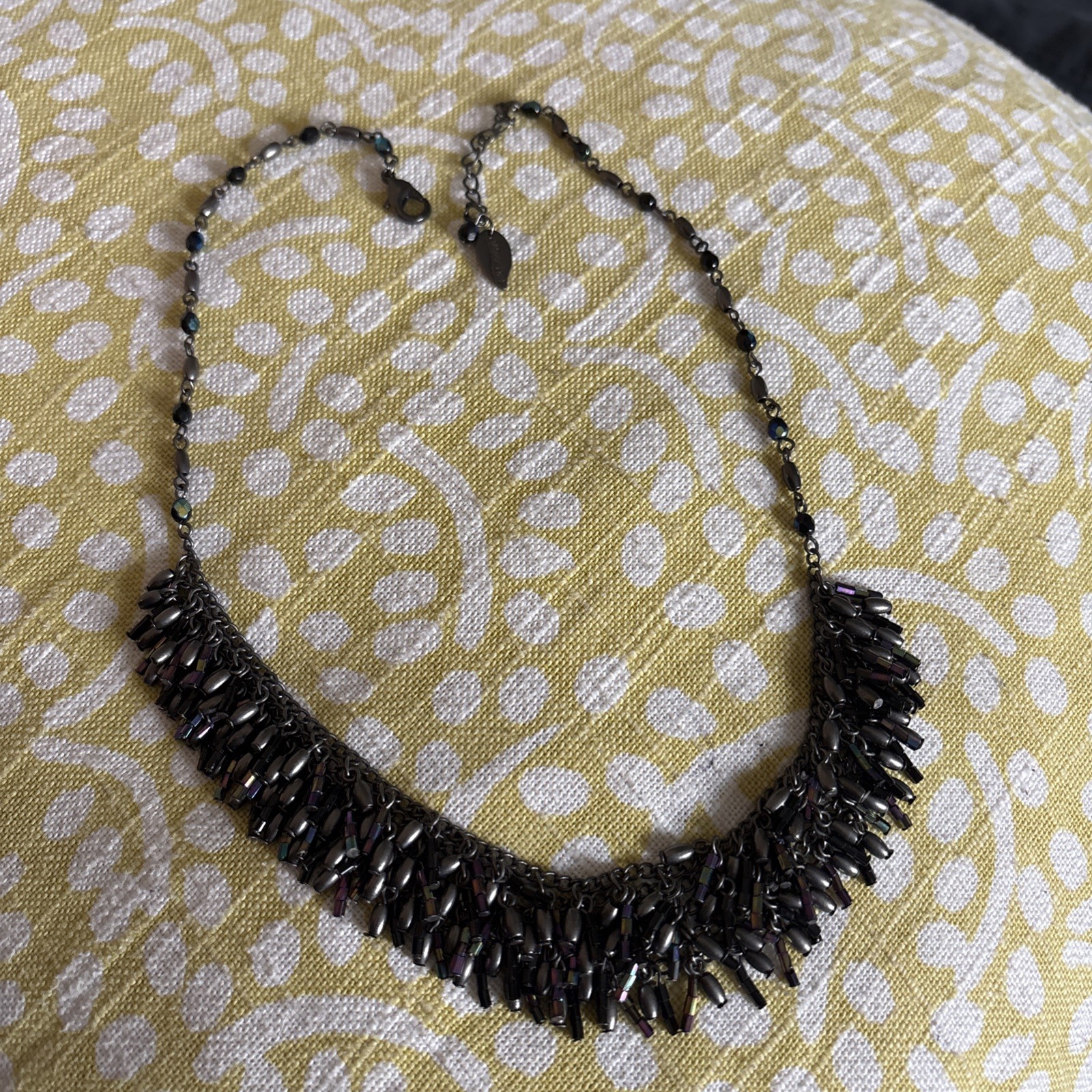 Vintage 1980s-1990s Gunmetal Irredescent Statement Necklace