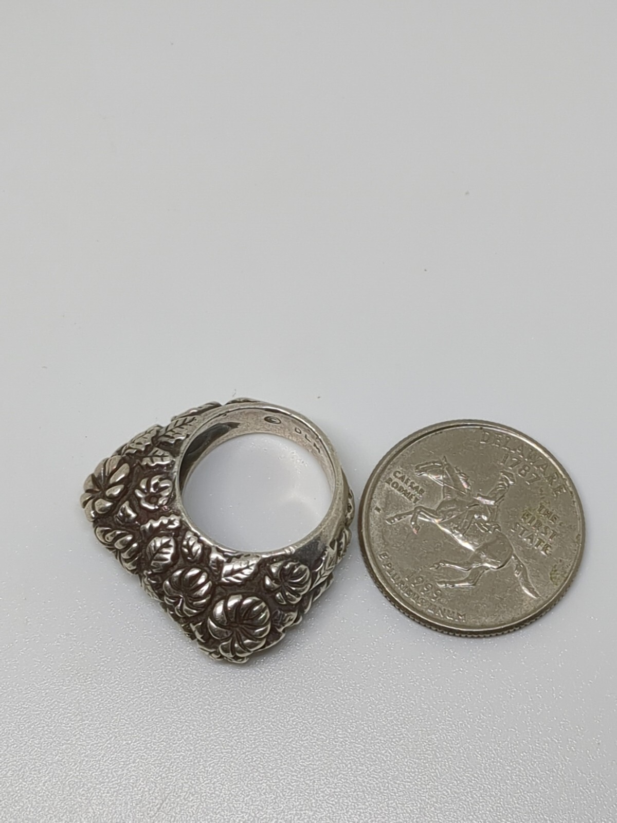 Vintage Dian Malouf DLM Sterling Silver 925 Flower Ring Size 5