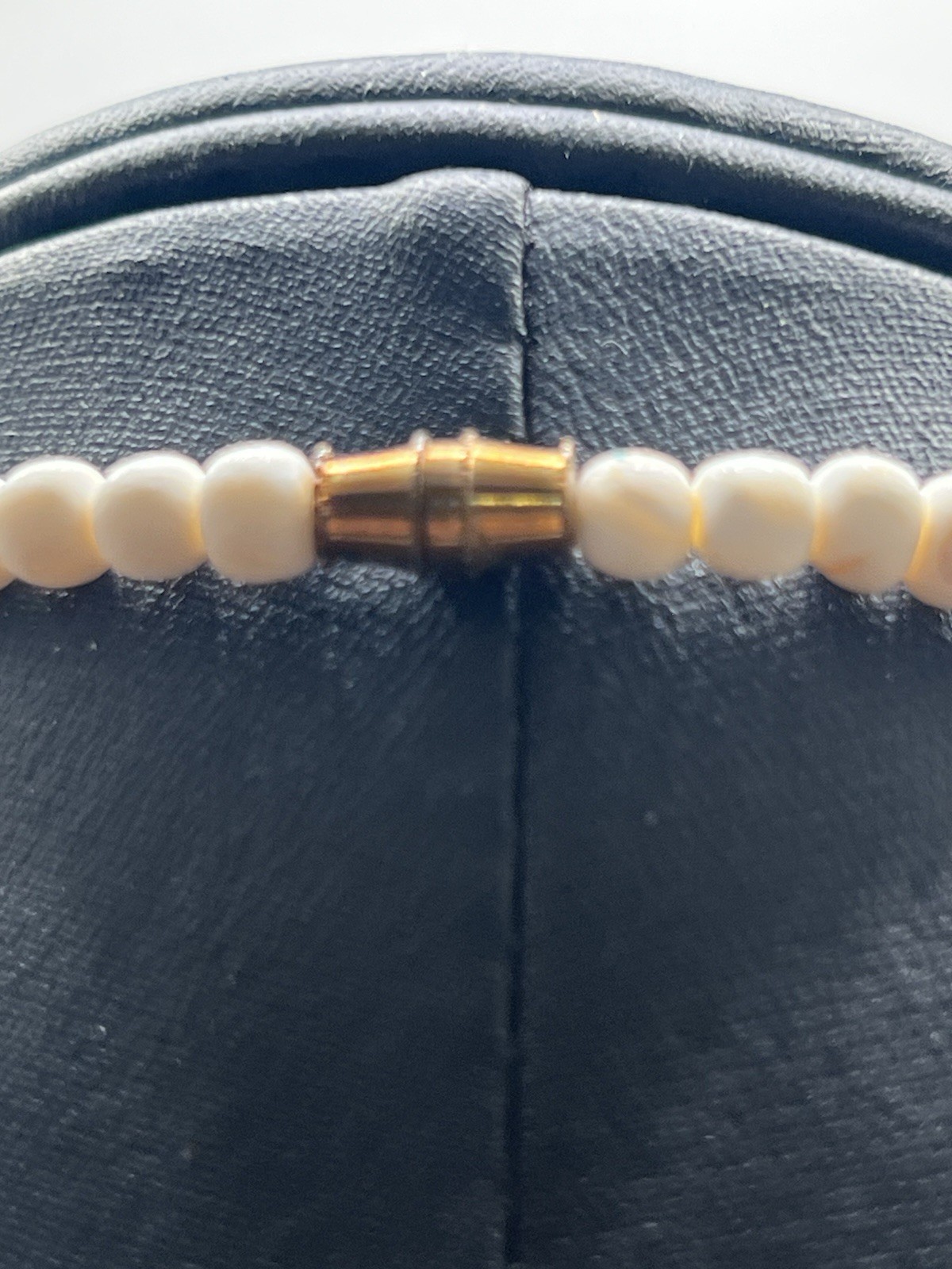 Vintage White and Blue Puka Shell With White Beads 16”Necklace