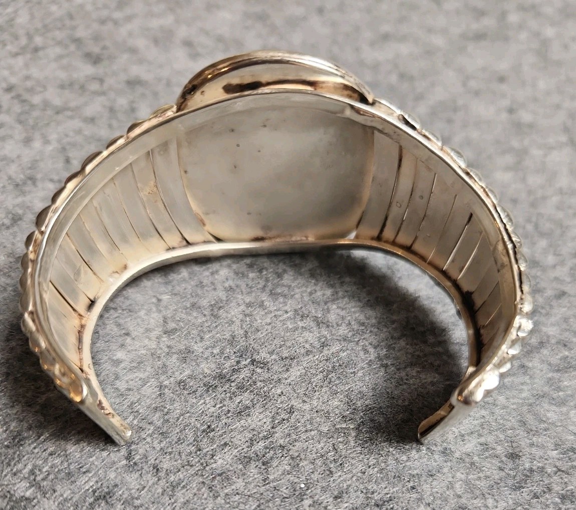 Vintage Navajo Picture Jasper Sterling Silver Cuff Bracelet Small6″ XRF Verified