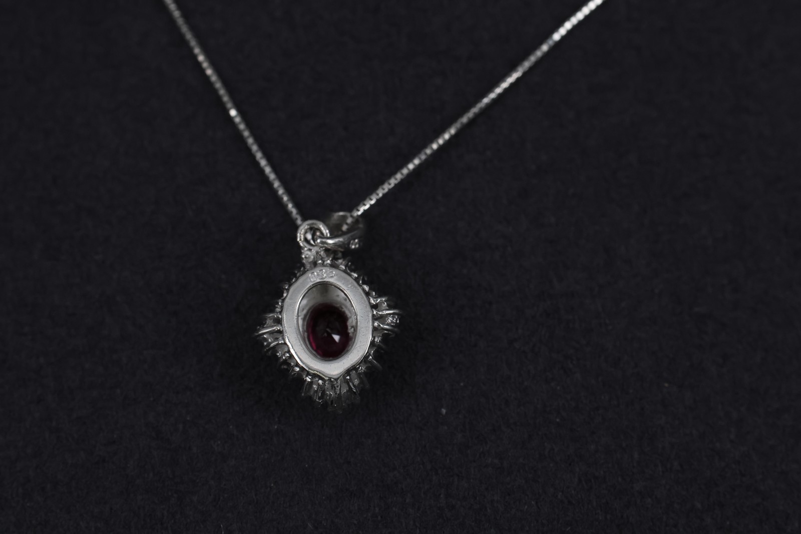Fine 0.35ct Intense Red Ruby & 0.06ct Diamond 16 Inch Platinum Necklace, 4.29g