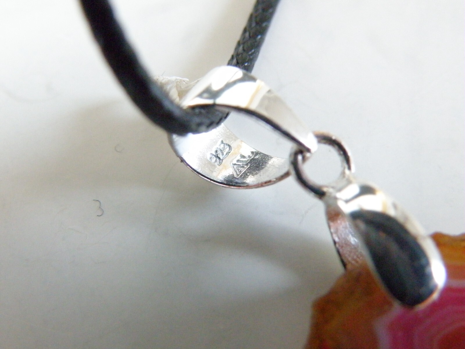 Huge Sterling Silver 925 Pink Geode Crystal Slab Vintage Pendant Necklace