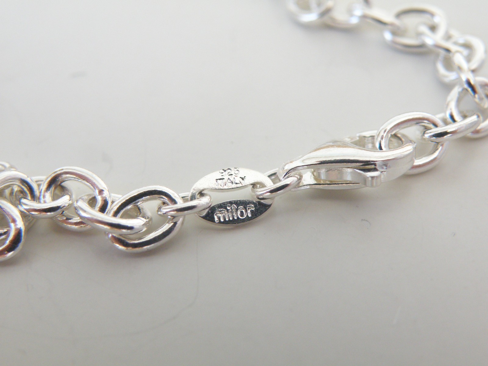 Milor Italy Sterling Silver 925 Italian Coin Charm Rolo Link Heavy Necklace 20″