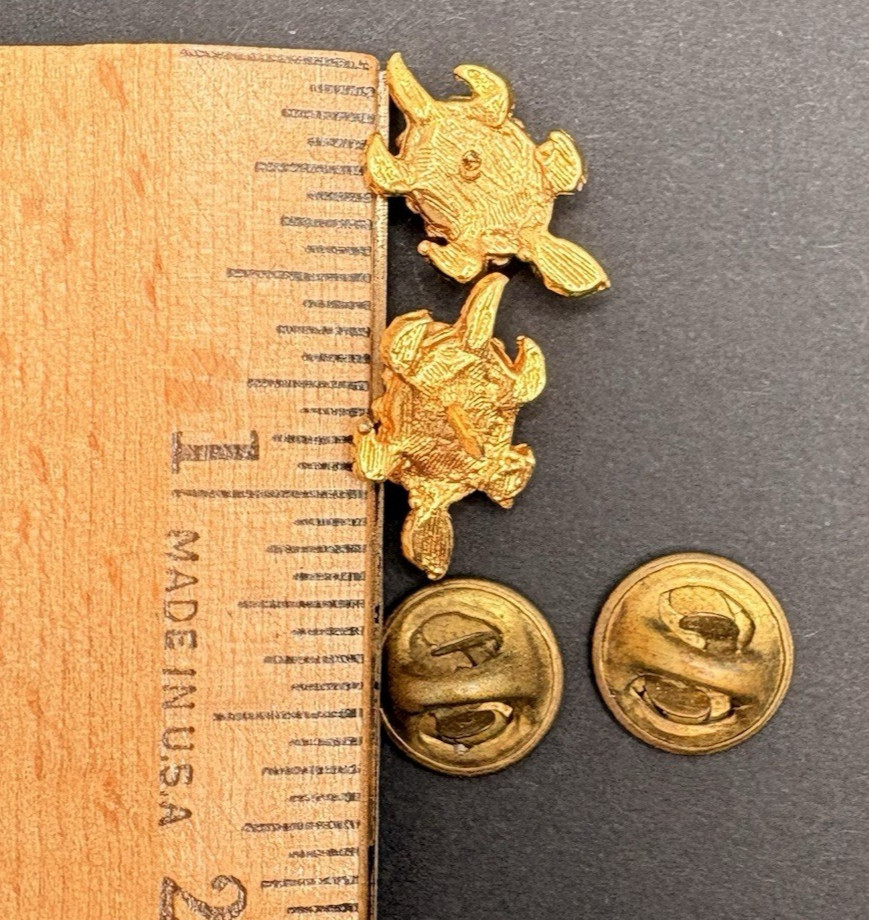 Vintage Lot of 2 Turtle Faux Pearl Brooch Pins Gold Tone Dainty Tiny