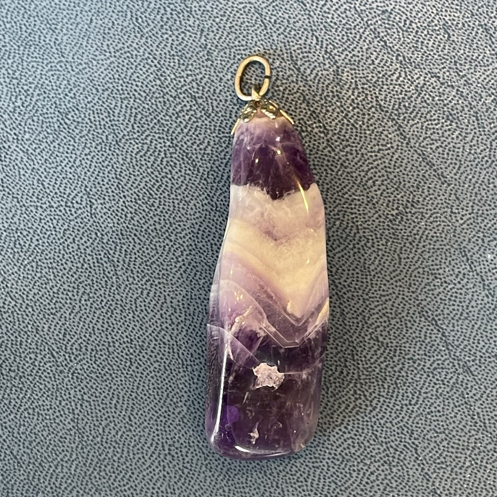 Vintage 1970’s Raw Polished Amethyst Pendant Large Purple No Chain Included