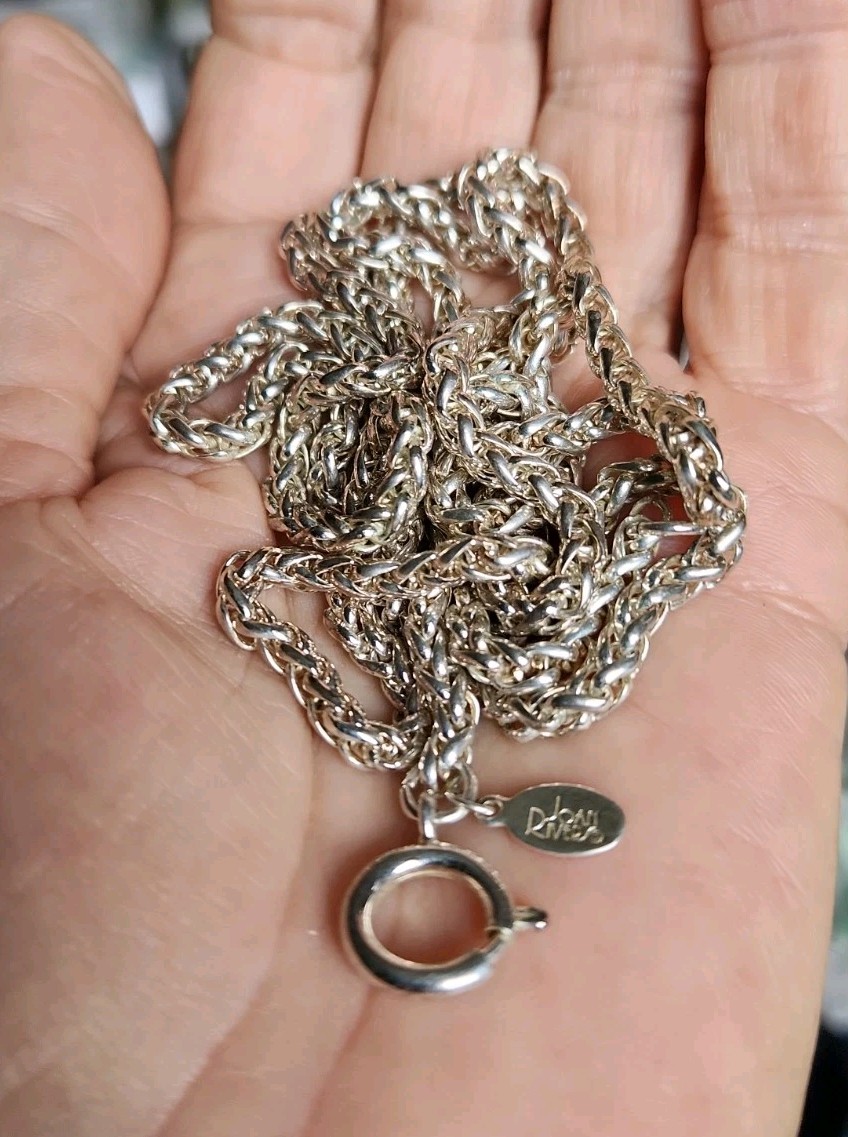 Joan Rivers Vintage Shiny Silver Tone 36″ Long Wheat Chain Classic 90s Necklace