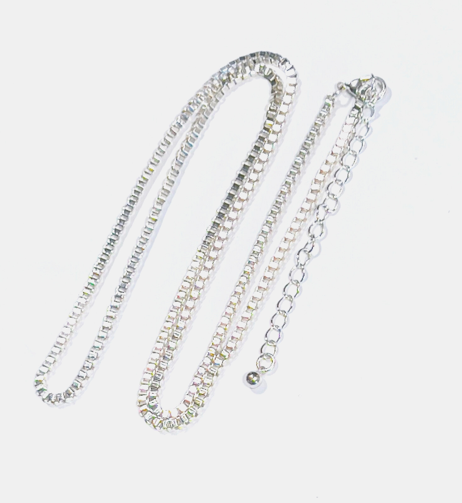 22″ Silver Tone Lightweight Aluminum Box Chain Necklace