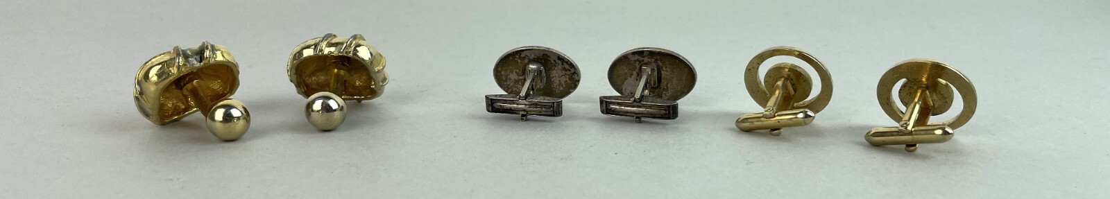 Vintage Set Of 3 Gold Plate metal AND STERLING SILVER cufflinks MIXED LOT, m4