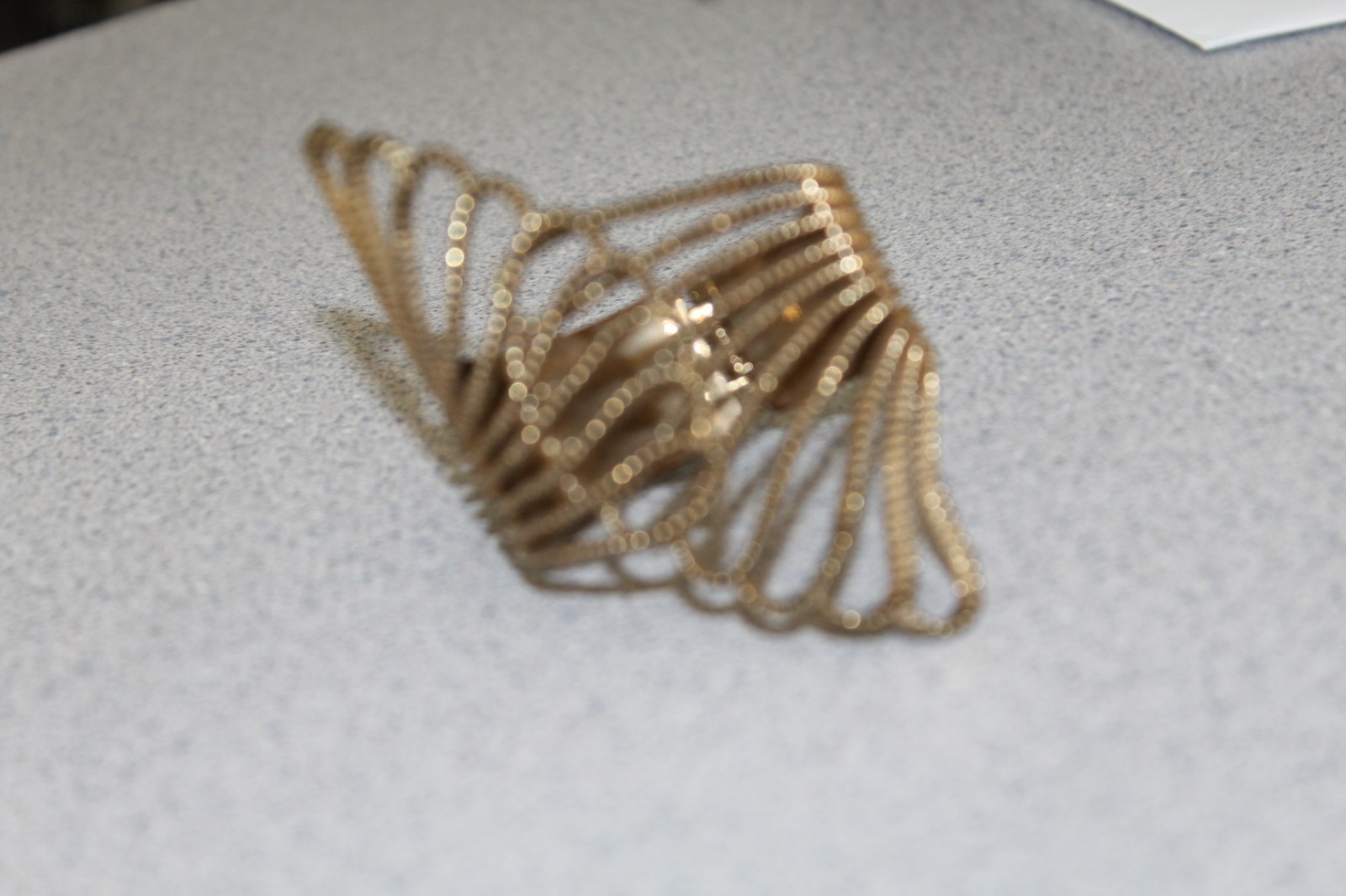 VTG Fan Cuff Bracelet Gold Tone Wide Art Deco Style Statement Bracelet & Hindge