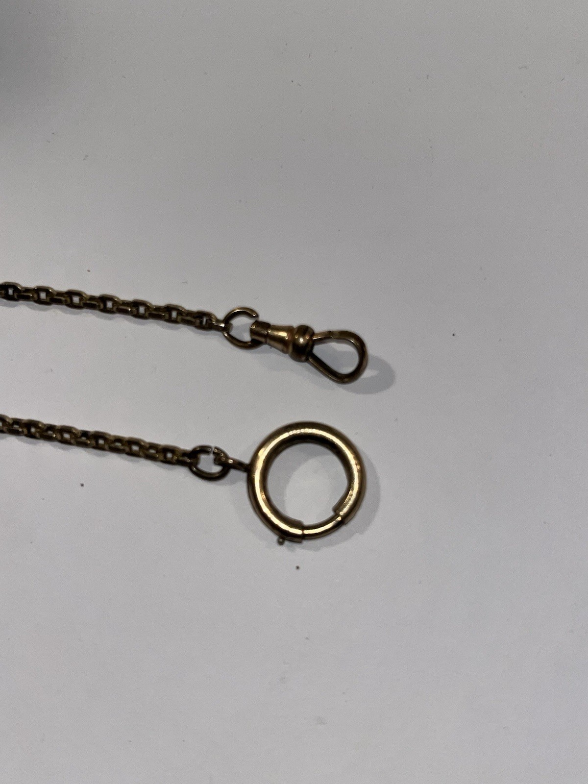 Victorian gold filled watch chain Signed Hadley Large ring