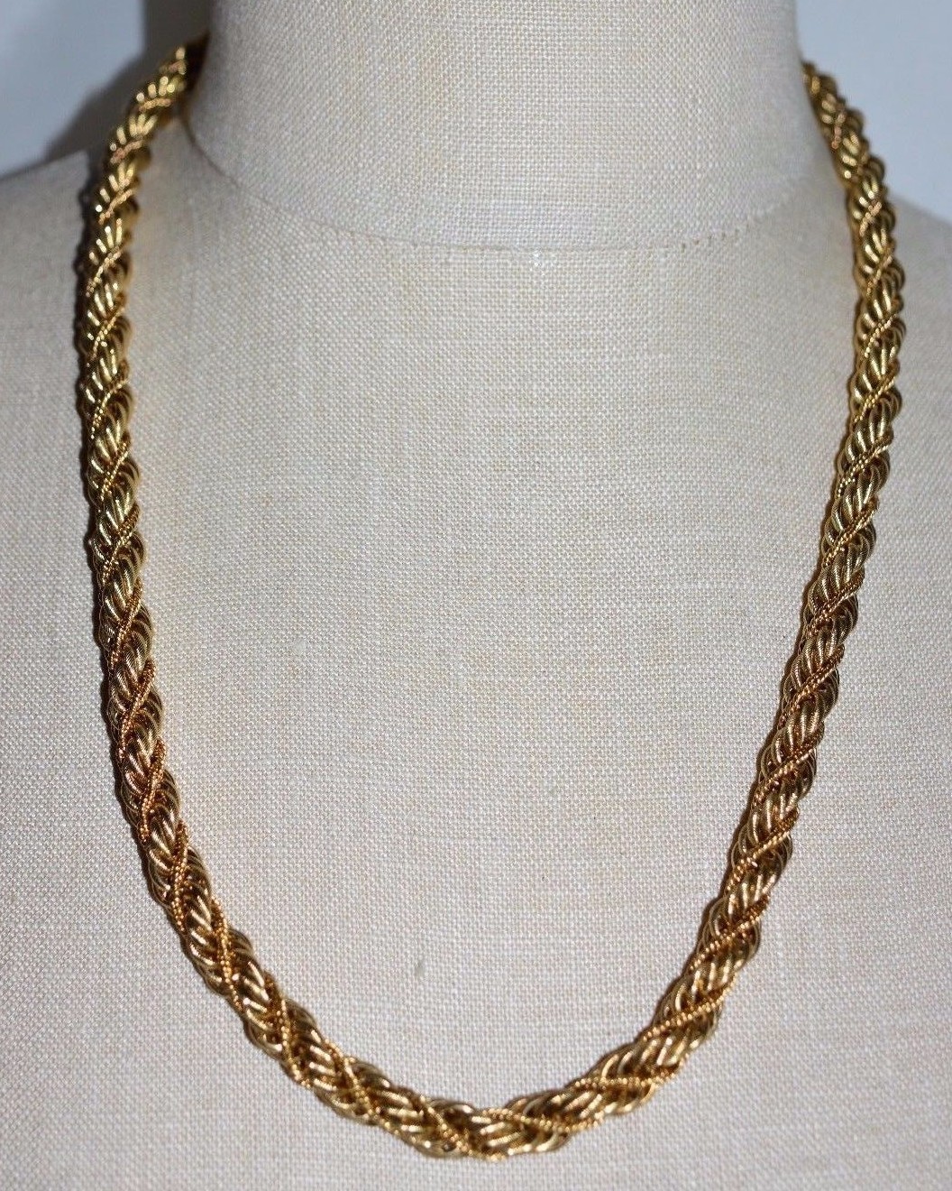 VTG MONET Gold Tone Coil Choker Necklace 5/16 inch wide 23.5″ in length